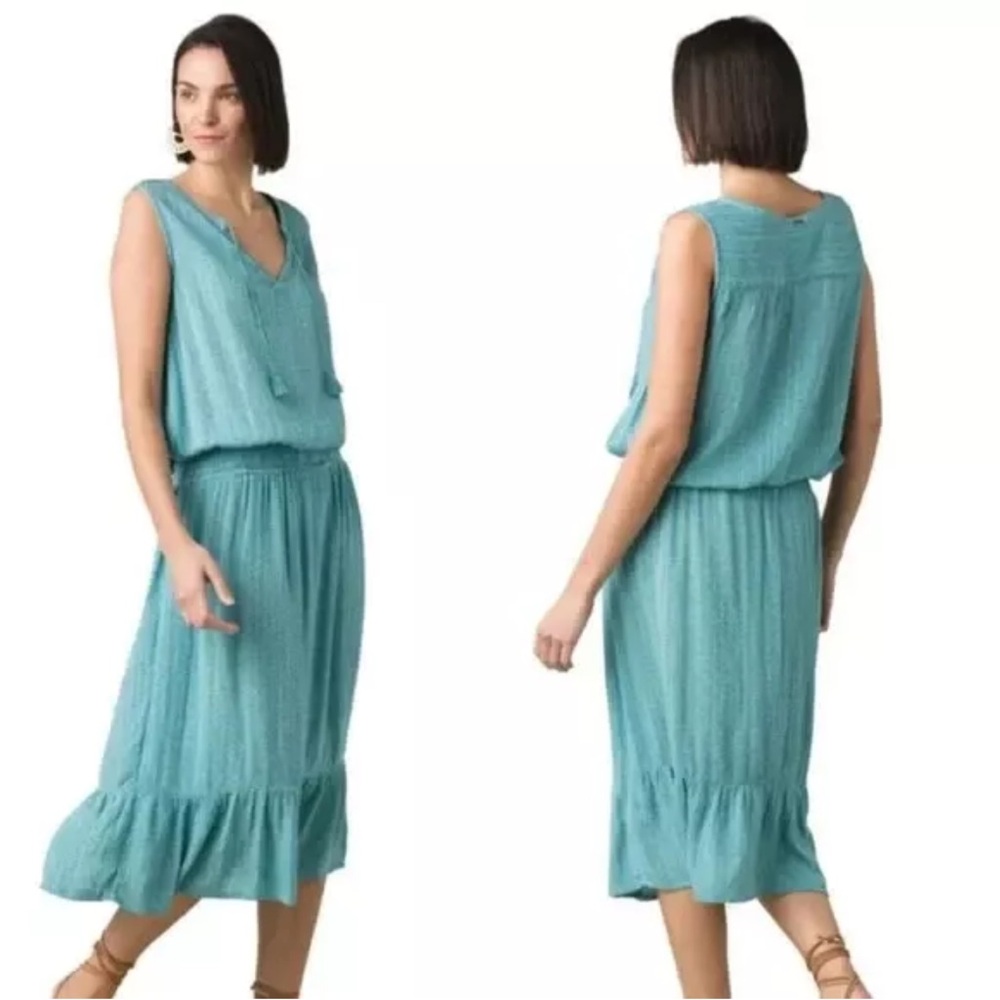 PrAna Dress Womens Small
Sentinel Maxi Sleeveless Azurite
Blue Elastic Blousson